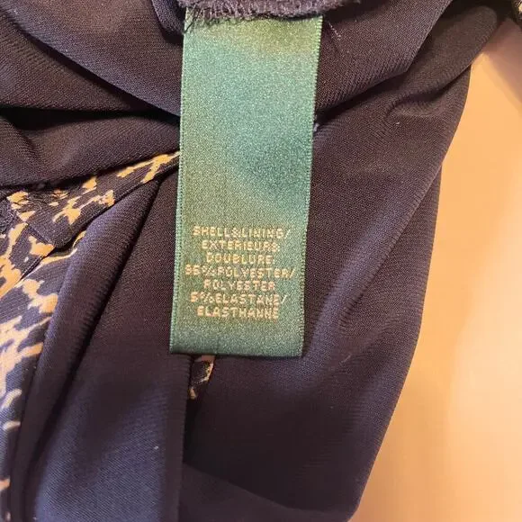 Ralph Lauren Sheath Dress Navy Tan Sz 10 Petite Business Casual Workwear Office - Picture 6 of 10